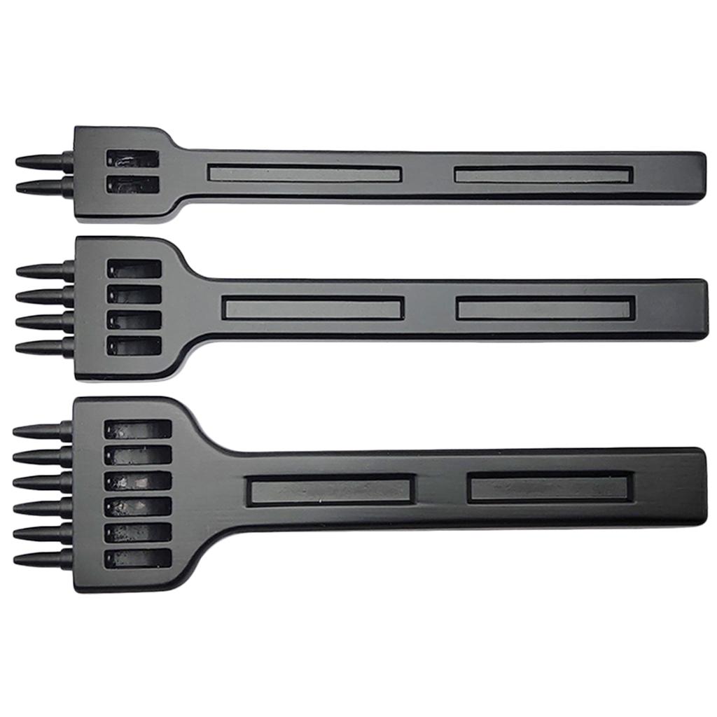 3 Pieces DIY Leather Tools 2/4/6 Prongs Chisels Craft Row Hole