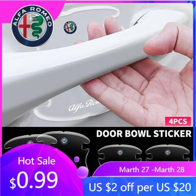 For Alfa Romeo 4x Transparent Car Door Handle Bowl Protector Film Anti-Scratch Sticker For Alfa Romeo Sportiva Giulia Giulietta