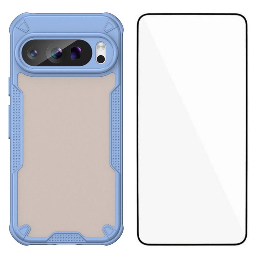 WANLONFENG MFFJ Serie Für Google Pixel 9 Pro Hülle Anti-Sturz TPU+Acryl Handy Rückseite mit Displayschutzfolie