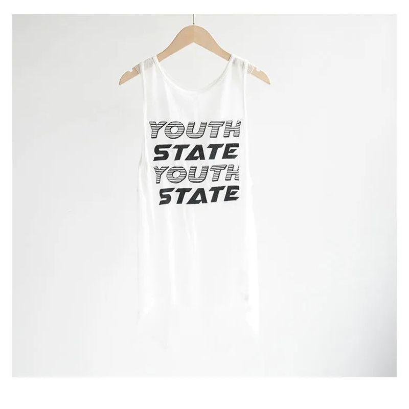 

Sports Loose Sleeveless Yoga Vest Women 2023 Summer New Print Breathable Running Quick-Drying Cover up Top White S