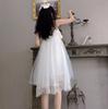 White Lace Dress Lolita Wedding Clothes Cosplay Costume White Empire Knee Length Sleeveless Dress [Lady Lazy] A-Line After-Party Women's (L)