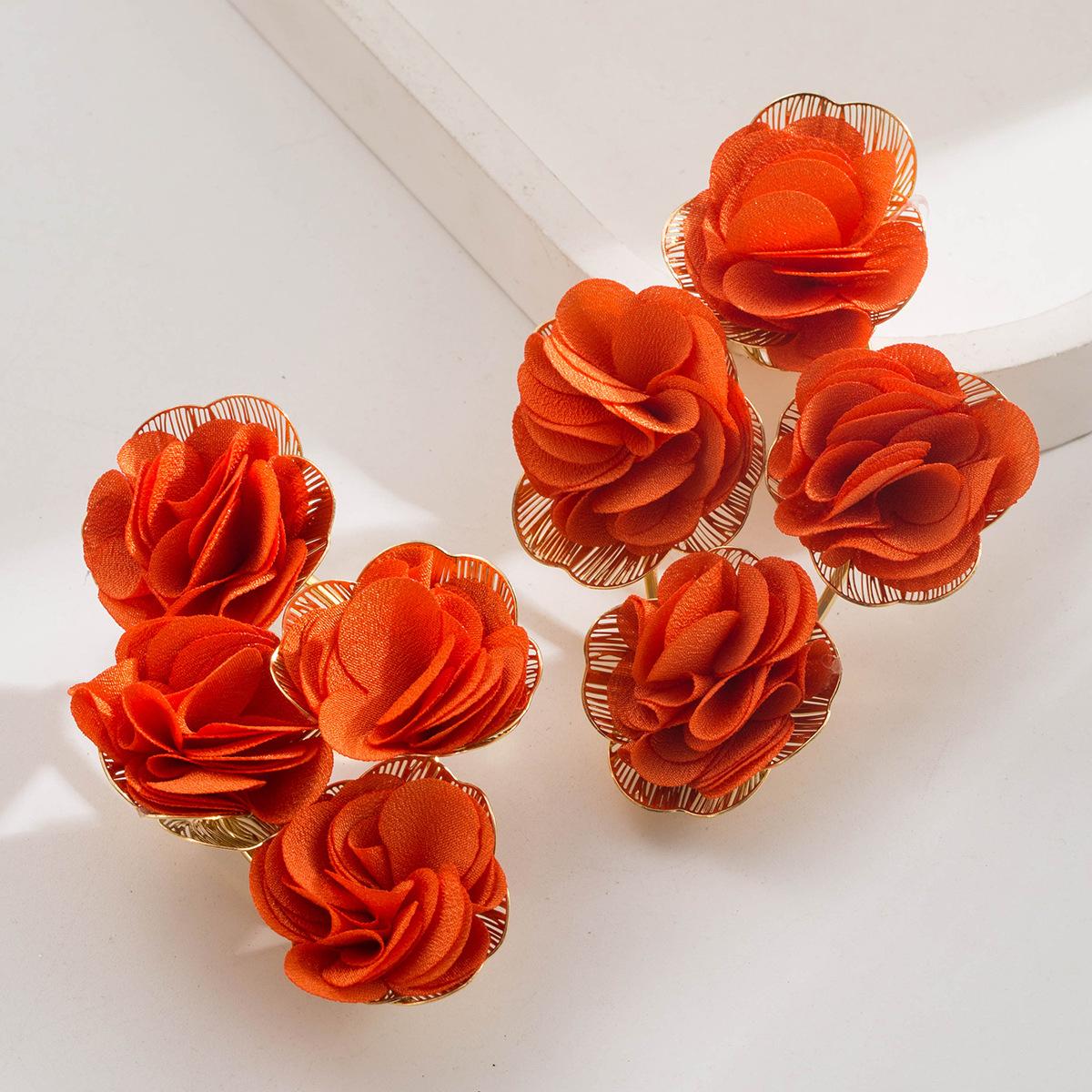 

Новые полые многослойные серьги с цветочным узором для женщин, сплав, серия цветов дофамина, милые, легкая роскошь, высококлассные серьги оранжевый