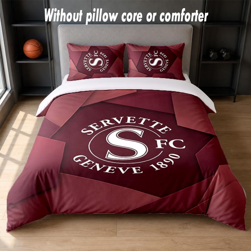 Servette FC Design Bed Bedding Set 1 Duvet Cover + 2 Pillowcases Soft Breathable Household Bed Linens