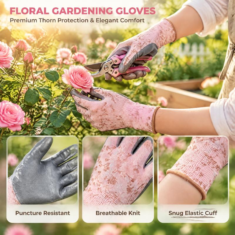 Floral Pattern Gardening Gloves Comfortable Breathable Work Gloves Multi-Purpose Anti Prickling Protective Mittens