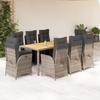Vidaxl 9-Cz. Set di Mobili da Giardino con Cuscini, Grigio, Rattan PE