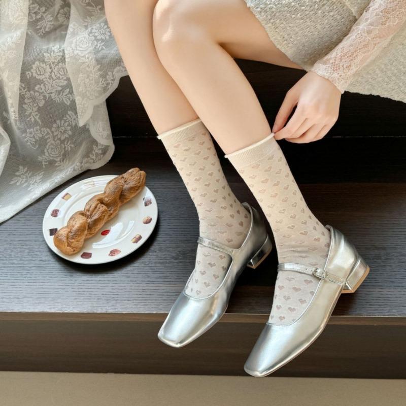 Damskie Letnie Cienkie Paski Białe Koronkowe Ażurowe Bawełniane Skarpetki Do Tuby