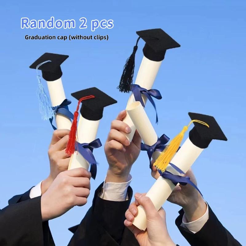 

2Pcs Graduation Tassel Hat Mini Doctoral Cap Clip Headband Graduation Hat Party Stereoscopic Headdress Graduation Hair Decor A15