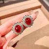 Light Luxury Pigeon Blood Ruby Set Exaggerated Pigeon Egg Zircon Necklace Pendant Colored Treasure Earrings Royal Blue Ring Woman