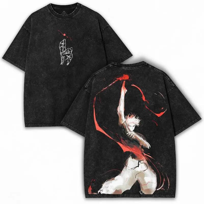 

Jujutsu Kaisen Gojo Satoru Anime Printed Tee Men Women Casual Cotton T-shirts Retro Washed T Shirt Harajuku Short Sleeve Tshirt XXL чёрный