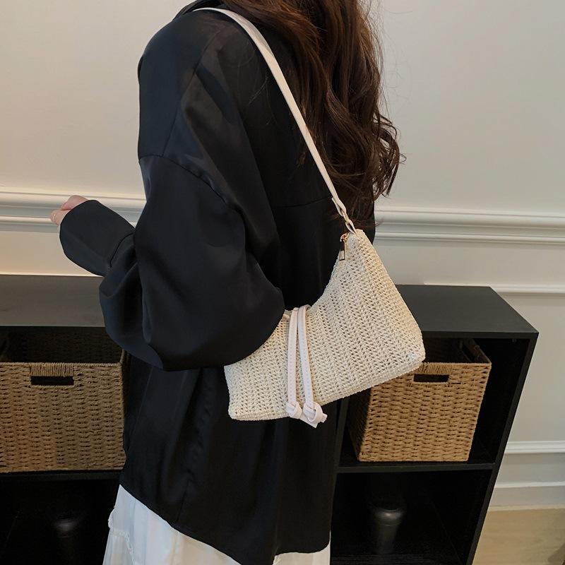 Simple Women Straw Shoulder Underarm Bags Travel Vacati Style Ladies Woven Crossbody Bag Lightweight Female Phe Handbags