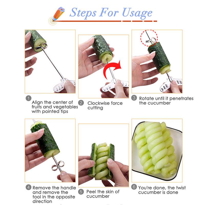 Vegetables Spiral Knife Carving Potato Carrot Cucumber Salad Chopper Manual Screw Slicer Spiralizer