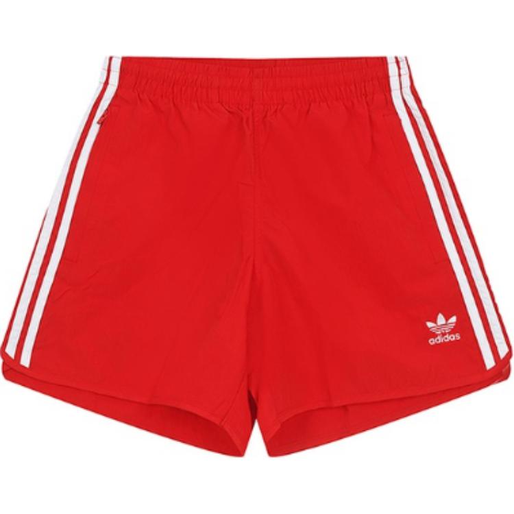 adidas Originals Adicolor Classics Streepjes Logo Borduurwerk Rechte Pijp Casual Korte Broek Heren Shorts Rood IU0771