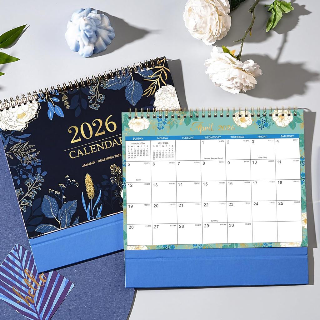 2026 Desk Calendar - Standing Flip Desktop Calendar 2026, 9.8" x 8.3", JAN. 2026 - DEC. 2026, Desktop Calendar, Lined Memoranda Pages, Twin-Wire