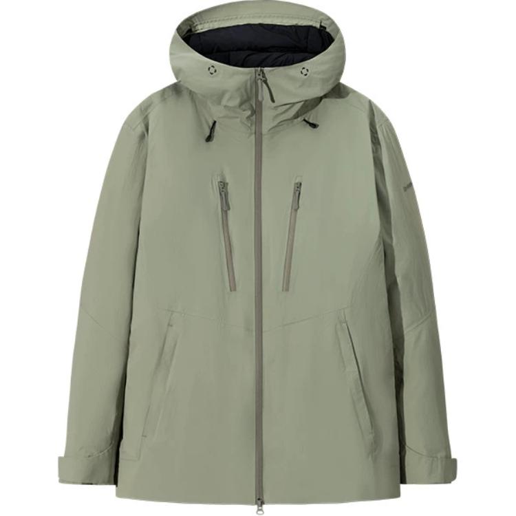 Anta Comfortable Casual Simple Hooded Warm Down Jacket Men Outerwear Emerald-Green Basic-Black 152510919-2