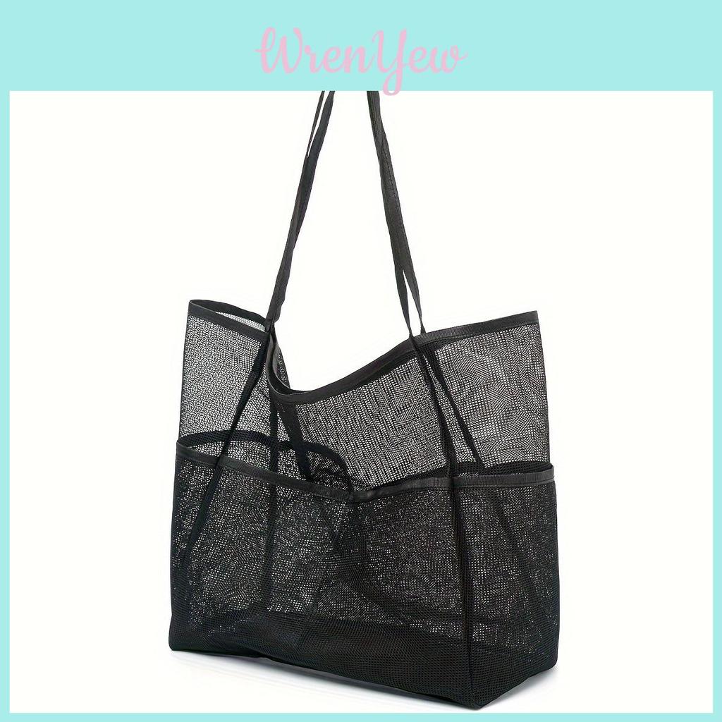 Travel Beach Bag With Mesh Compartments For Swimsuit And Toiletry Storage