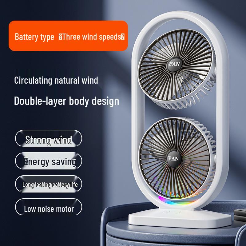 Portable USB Rechargeable Fan with Light for Outdoor Camping and Indoor Use