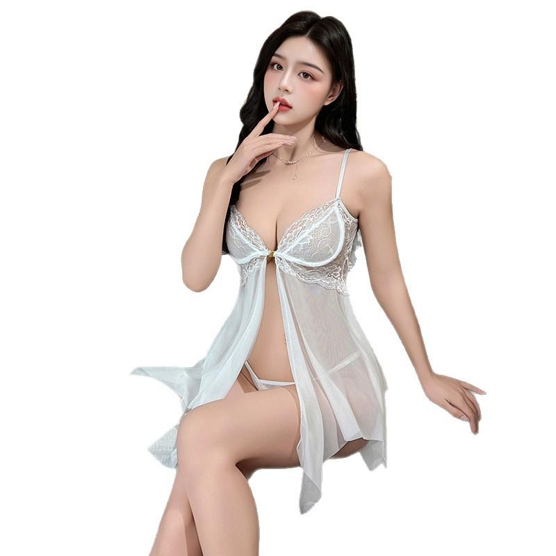 Sex Underwear Seduction Thin Lace Suspenders Sexy Steel Tray Gathering Nightgown Uniform Suit