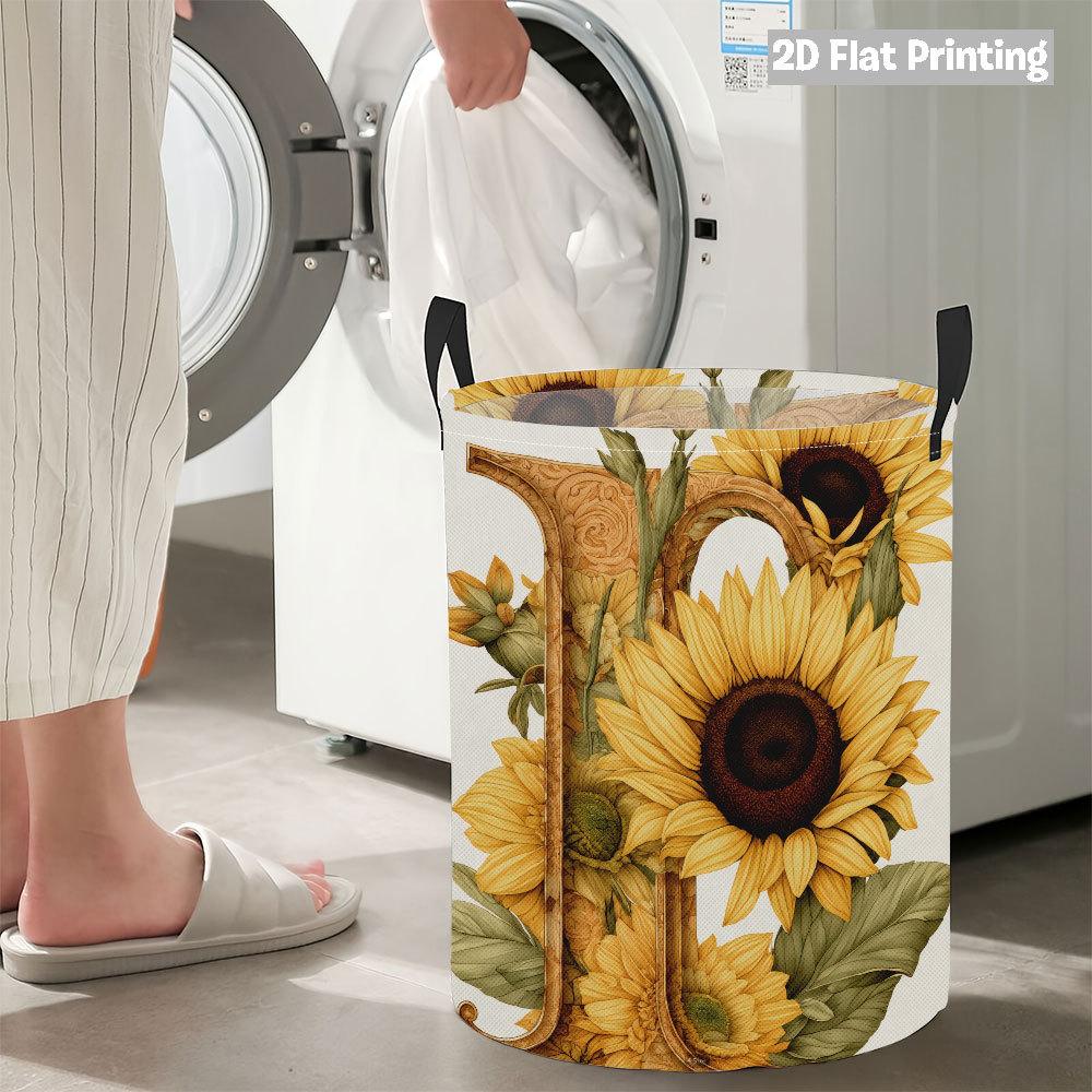 Collapsible Laundry Basket Large Round Waterproof Fabric Hamper Dirty Clothes Storage Bin Toy Organizer with Handles