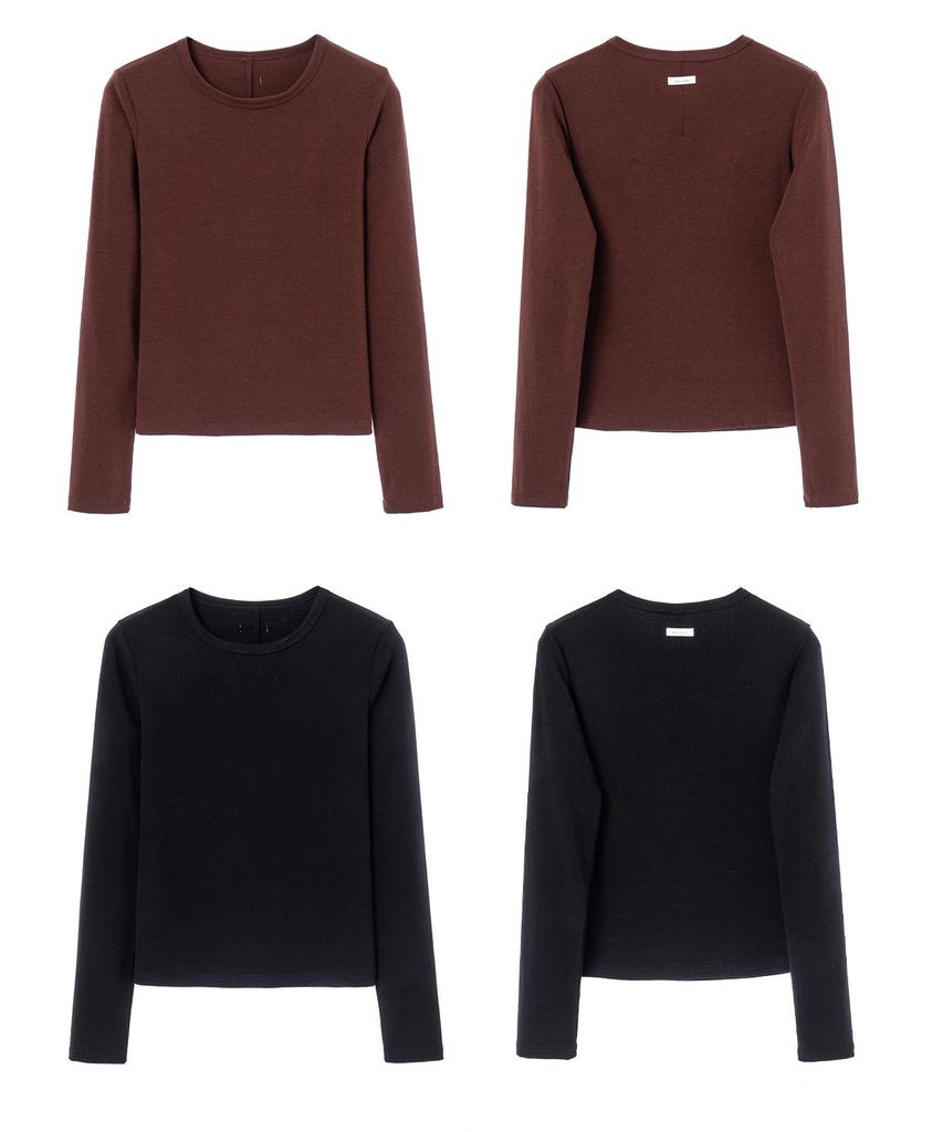 Mousse Warm Fleece Letter Patchwork Long Sleeve Women's Slimming T-shirt, Autumn Versatile Base Layer.