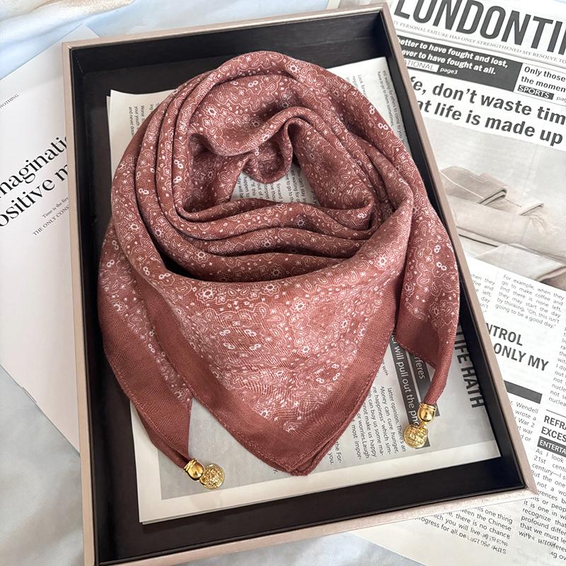 1PC Neck Scarf Versatile Painted Pattern Gift Silk Scarf High-End Magnetic Closure Elegant Accessories French Style Multi-Color