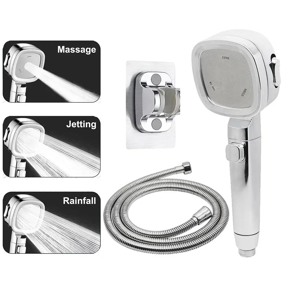 Shower Head Booster Shower Head Water Saving Shower Head 1 5m Encrypted Pipe 3 Spray Modes High Pressure RV Camper Shower Head