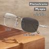 Fashion Rimless Photochromic Myopia Glasses Anti Blue Light Short Sight Eyewear Women Men Near Sight Sunglasses Diopter
