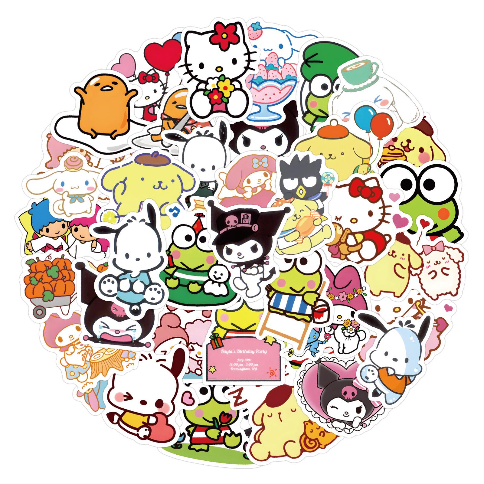 100 Sanrio Cartoon Graffiti Stickers for Notebooks, Skateboards, and Luggage