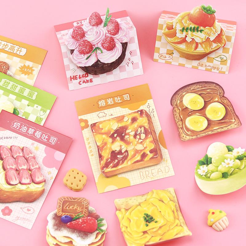 Office School Supplies Kawai Bread Toast Sticky Notes Ins for High Looking Students with Personalized Creative N Times Lovely