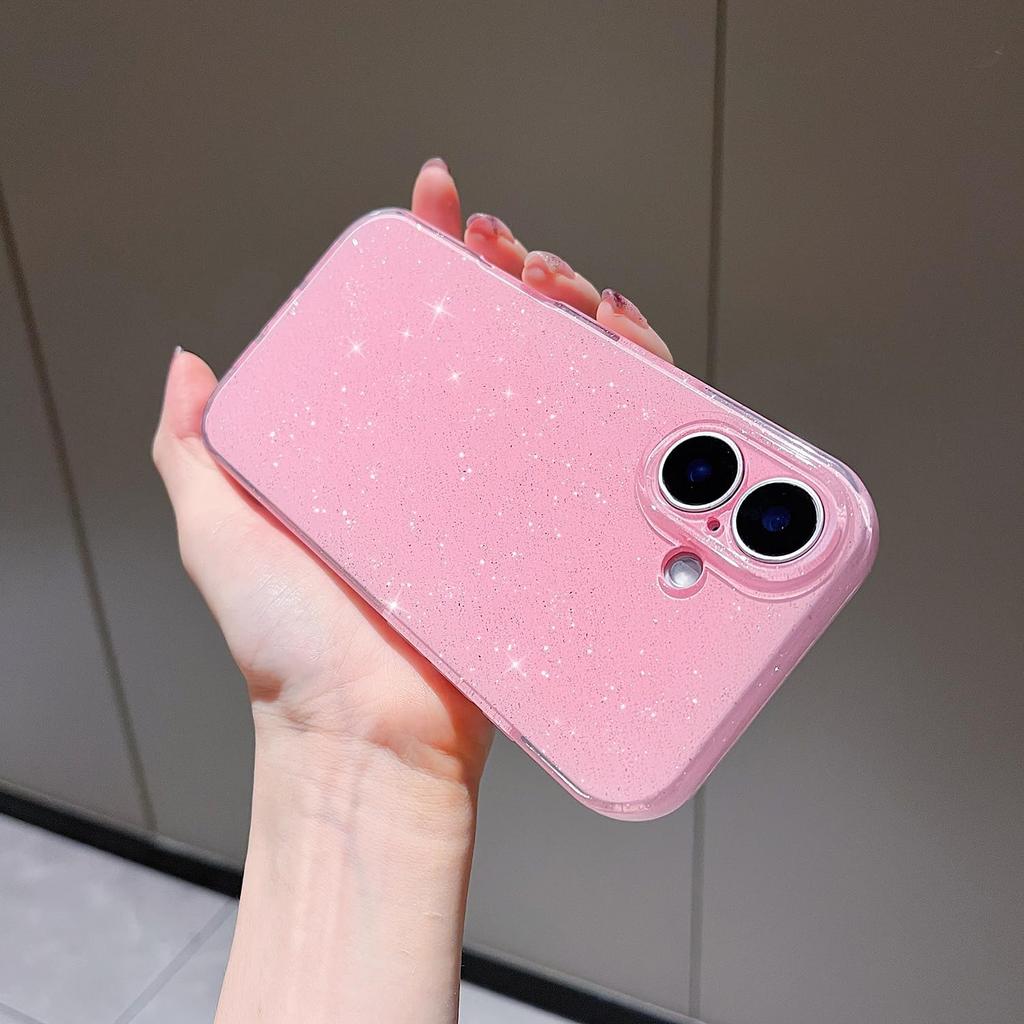 Pink Cute Glitter Case For iPhone 16 Pro Max 15 Plus 14 13 12 11 X XS XR SE 2022 2020 7 8 16Pro Sparkly Shiny Girly Women Girl Phone Cover Accessories
