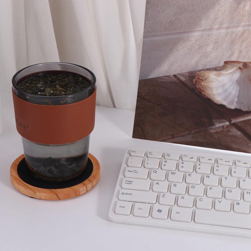 Vintage Wood Coasters Drink Absorbent Wooden Drink Placemats Felt Wooden Tea Mat  Cold Drink