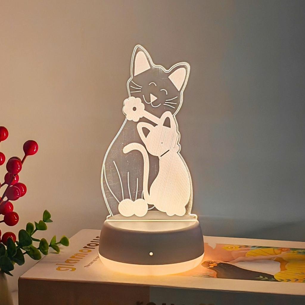 1pcCat 3D Colorful Night Light LED Desk Lamp 7&3 Colors Room Decoration Night Light Birthday Halloween Children's Christmas Gift