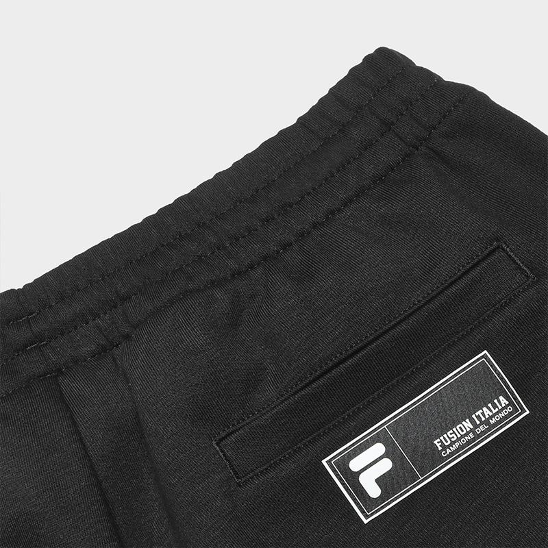 Fila Fusion Uniform Letter Mid-Rise Loose Fit Tapered Knit Sports Pants Women Bottoms Black T11W415606F-BK