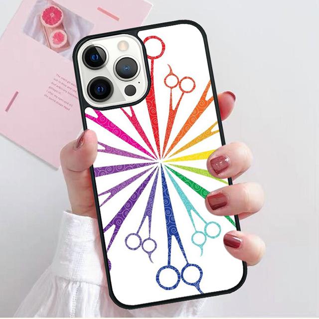 Hair Stylist Scissors Brush Switch Phone Case Cover for iPhone 17 Air 16 15 14 13 11 12 Pro Max Plus Shell Coque