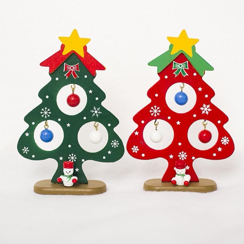 Mini Christmas Tree Desktop Decor Christmas Wooden Ornament Tabletop Card Festive Atmosphere Decor AVE