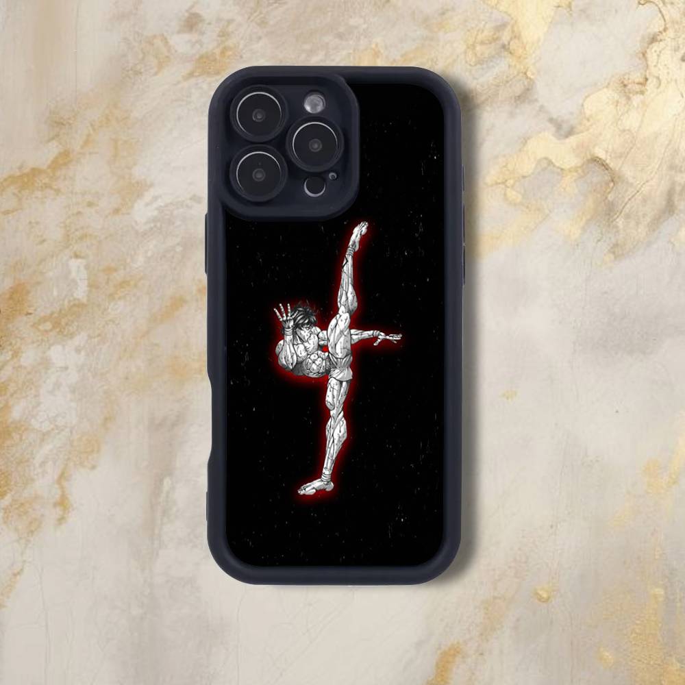 B-Baki Anime H-Hanma Phone Case For iPhone 17,16,15,14,13,12,Pro,Max,Plus,E,SE4,Air, emery Black Full Coverage TPU