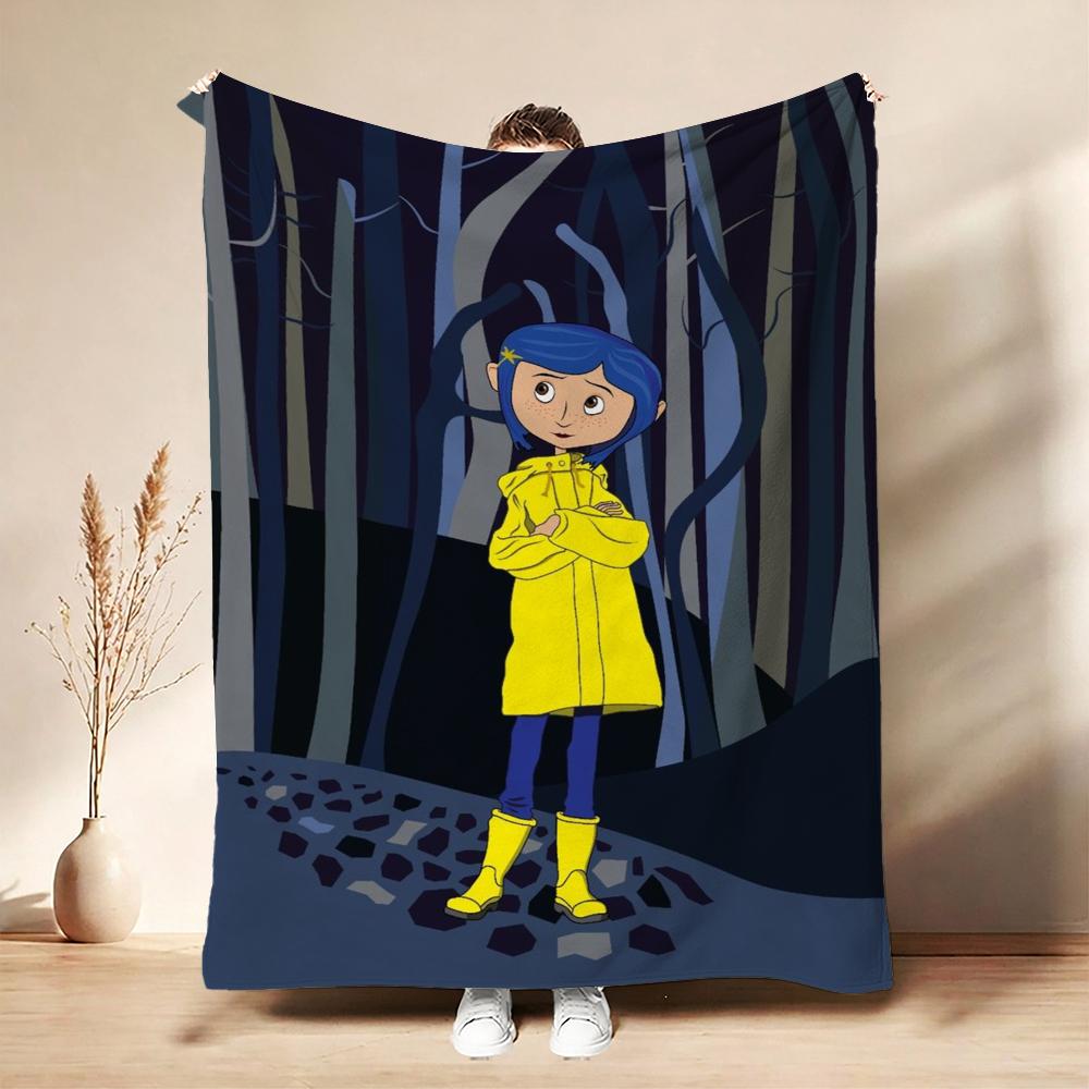 Mysterious Stop Motion Fantasy World Coraline Flannel Printed Blanket Thick Soft Fleece Blanket For Camping Travel Home Decor Holiday Gift