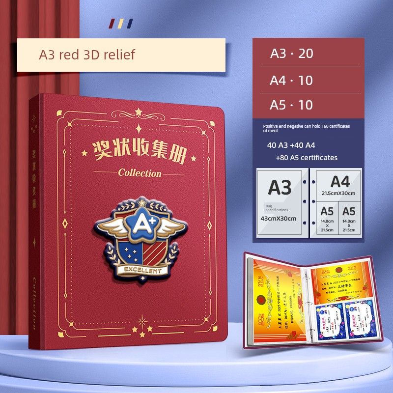 Honor for Boys and Girls A3 Album Storage Fantastic Primary School Student Folder Kids Album Collection Bag Storage Box Brochure Wall Mounted Display