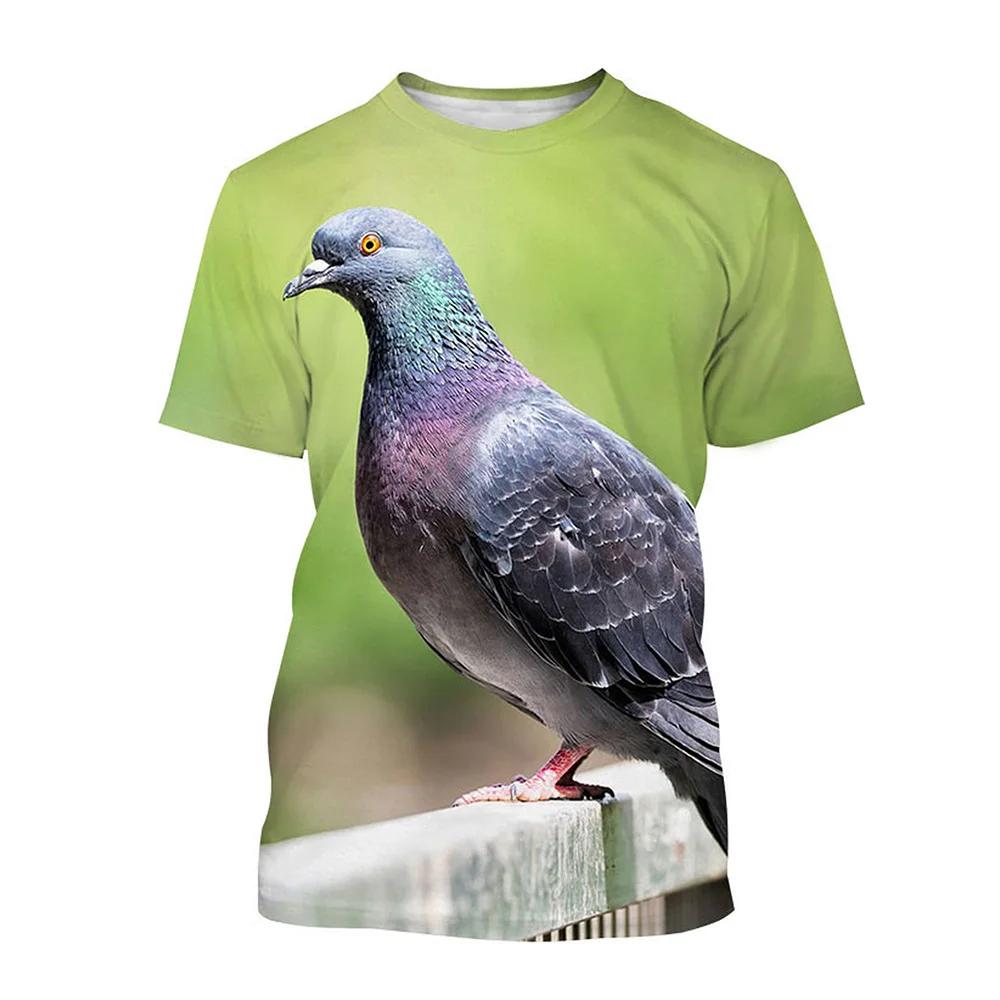 Pigeon Wildlife Portrait Nature Scene 3D All Over Print Short Sleeve T-Shirt Casual Top