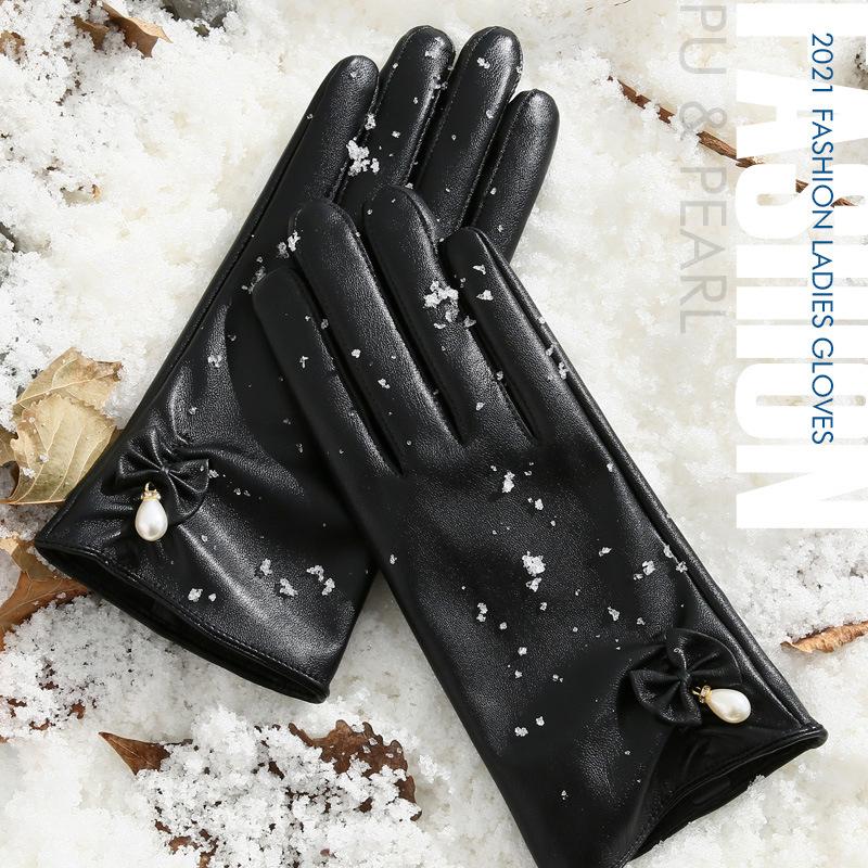 

Добавьте бархатные утолщенные осенне-зимние тепло и холодные вождения электровелосипеда сенсорный экран женские кожаные перчатки One Size