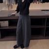 Korean Retro Plaid Wool Wide-Leg Pants - High-Waisted, Slimming, Cropped for Autumn/Winter 2024