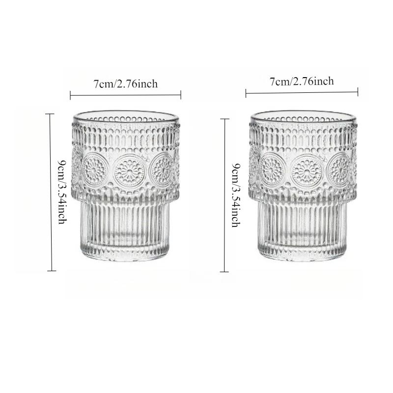 200ml Coffee Cup Whiskey Glass Vintage Wine Glass Transparent Cold Drink Cup Sunflower Pattern Glass Cup Home Bar Accessories 200ml