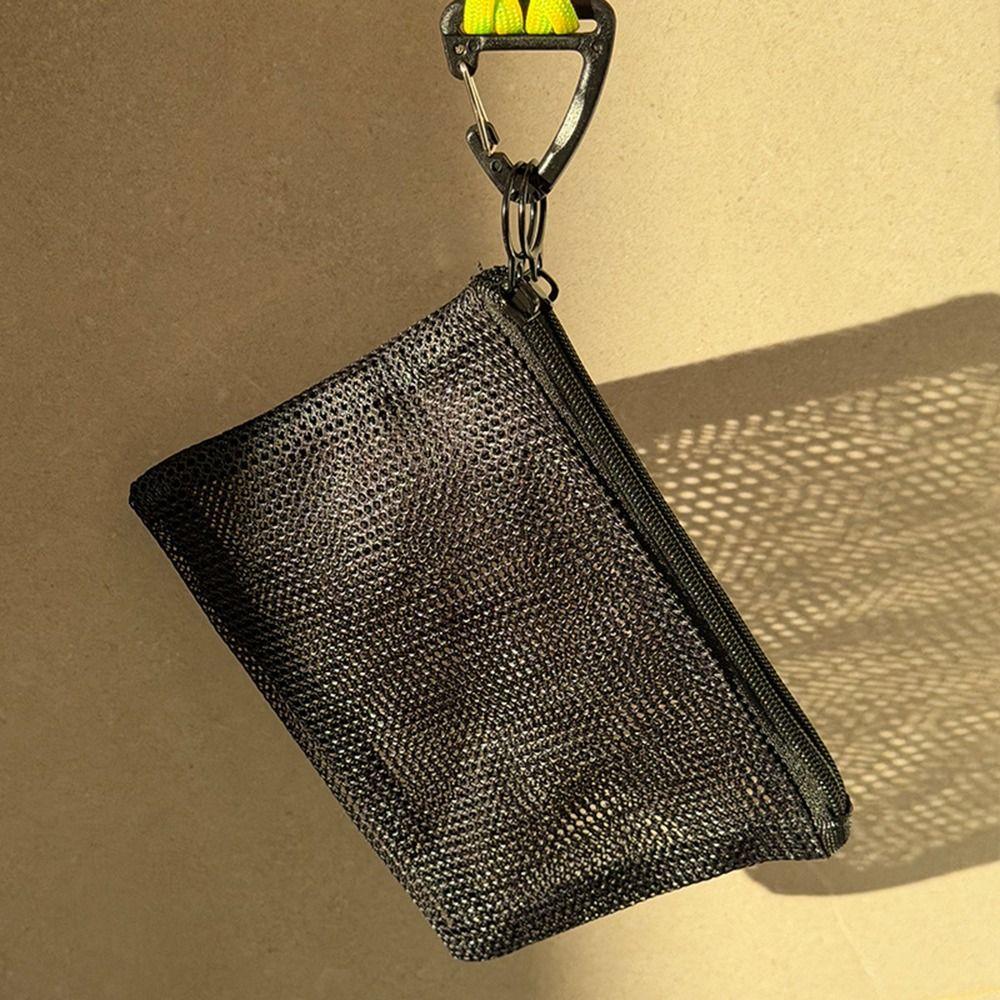 New Double Zipper Mesh Storage Bag Dopamine Color Candy Color Mesh Cosmetic Bag Toiletry Large Capacity Travel Storage Pouch