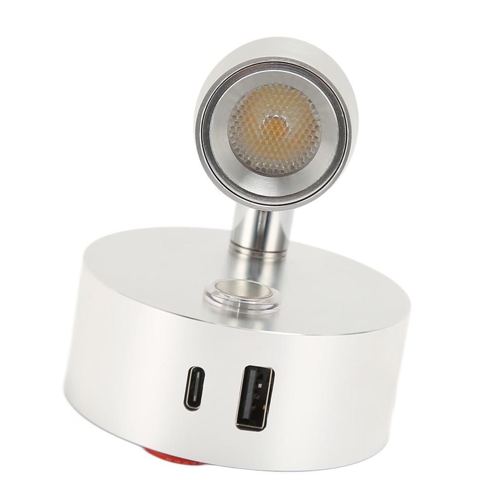 RV Leselampe mit USB Typ C Anschluss Blaues Nachtlicht 3 Farben Dimmbar Bootsleselampe Poliert
