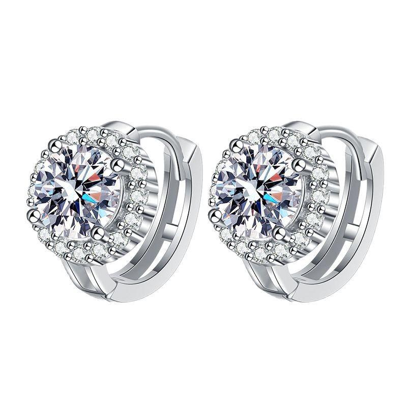 One Carat Sunflower Moissanite Earrings - Super Shiny Women's Hoops & Cuffs