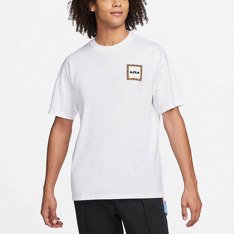 Nike Striped Pattern Print Basketball Round Neck Casual Short Sleeve T-Shirt Men Tops White DQ1882-100