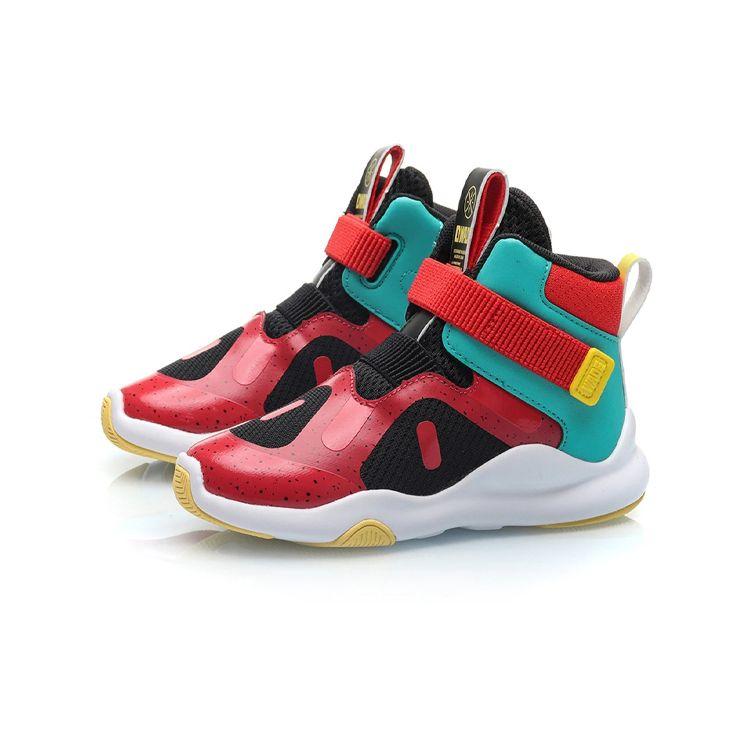 Li Ning Wade Comfortable Color Block Durable Kids Casual Shoes Kids Casual Shoes Red Black YKAP074-13