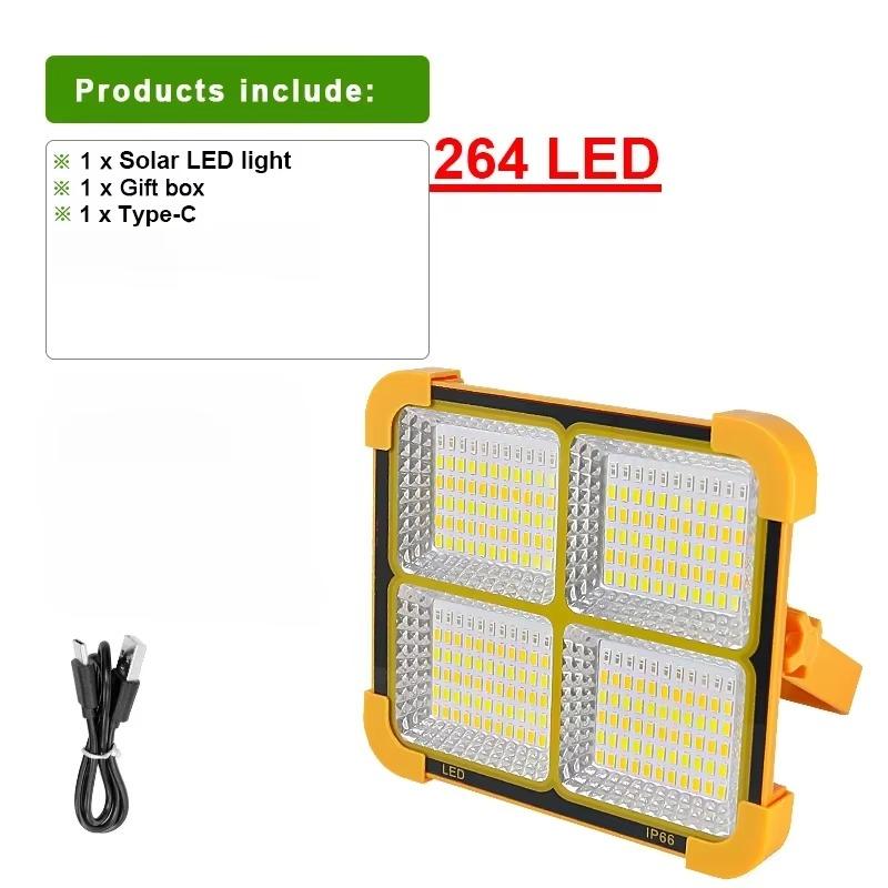 USB Type-C Rechargeable 336/288/264LEDs Solar Floodlight Outdoor Portable LED Multifunctional Spotlight IP66 Waterproof Emergency Light Solar