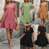 Summer Women's Dress Loose Casual Short Sleeve Corset Fluttering Dresses