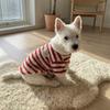 Polar Fleece Dog Striped Hoodie Thick Warm Dog Pullover Casual Pet Overalls  Small Dogs