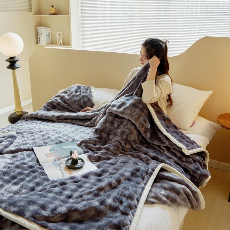 Nuovo Stile Coperta in Velluto con Pelliccia di Coniglio Peluche per Divano o Ufficio